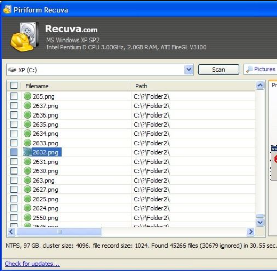 image أصول لاستعادة البيانات برنامج Recuva